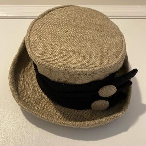 Stylish Tan and Black Women's Burlap Top Hat